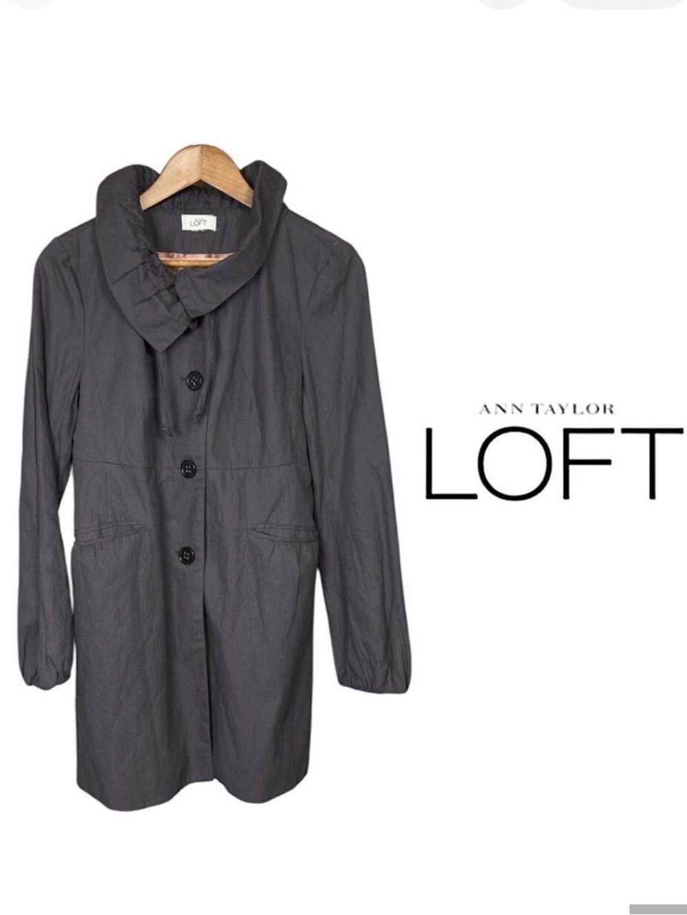 Ann Taylor LOFT Gray Trench Car Coat